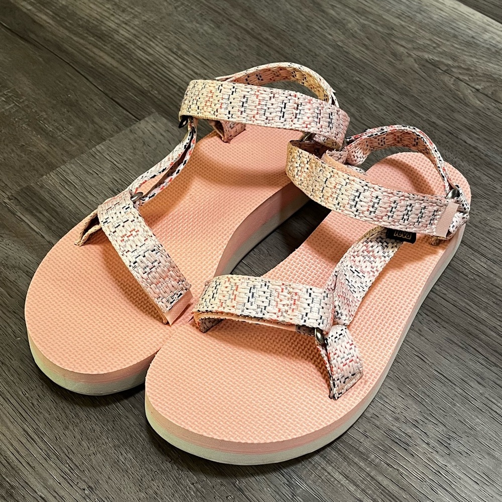 Teva Chacha Tropical Peach Midform Wedges Sandals Womens Size 9 - Picture 7 of 15